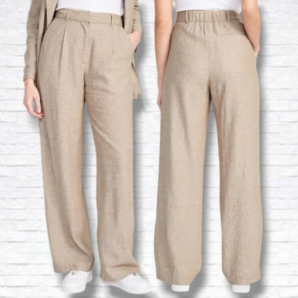 Old Navy Extra High-Waisted Taylor Wide-Leg Linen Blend Trouser Pants Size XXL